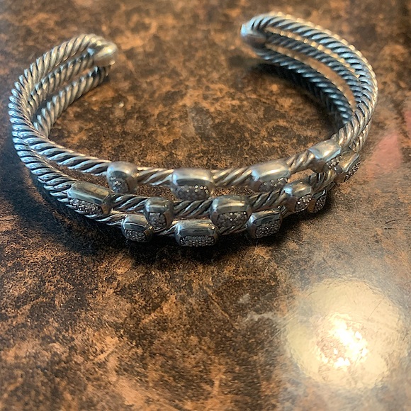 David Yurman-Confetti Narrow cut, 3 tiered bracelet w/diamond - Picture 2 of 3